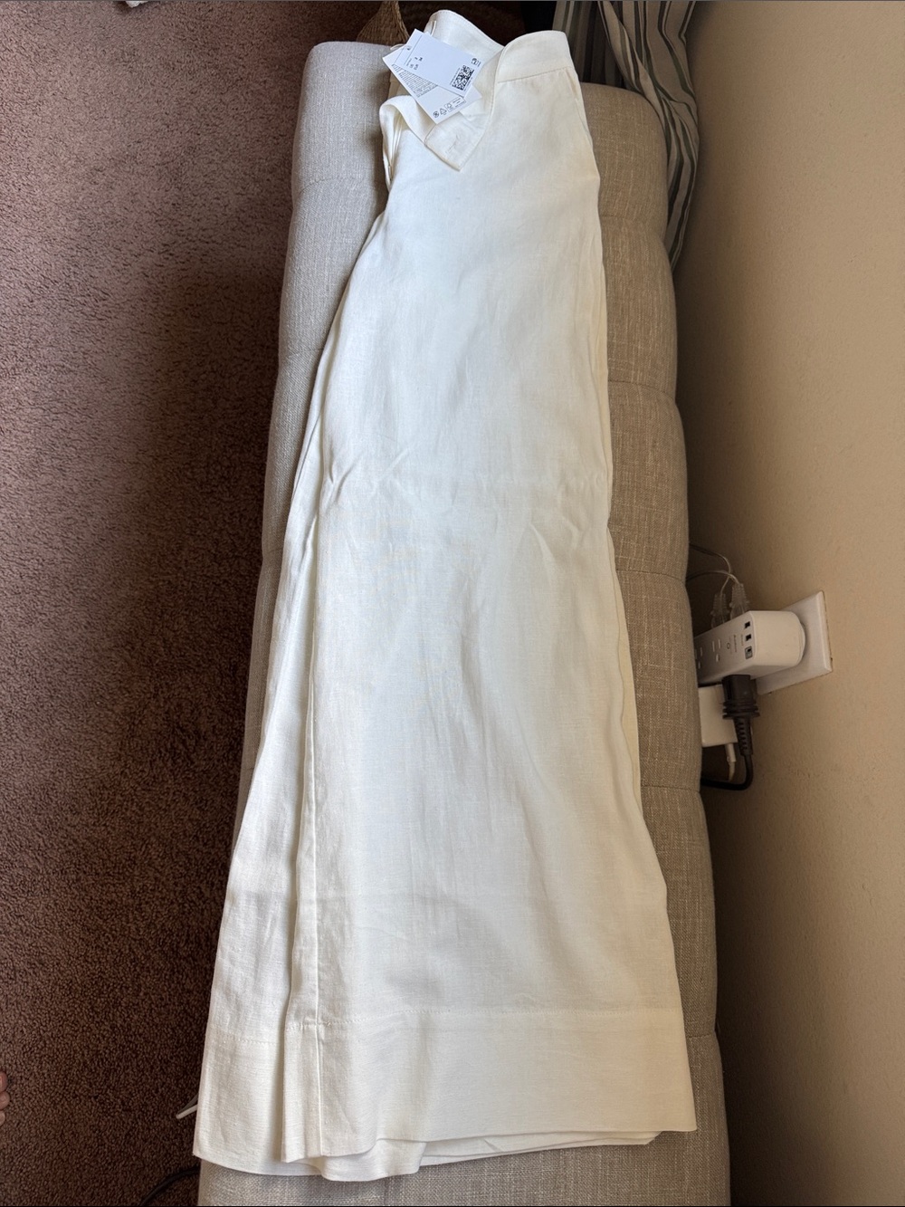Cream H&M wide leg linen blend